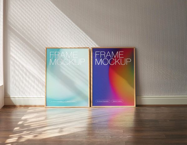 Interior Two Frame Art Mockup On Window Shadow