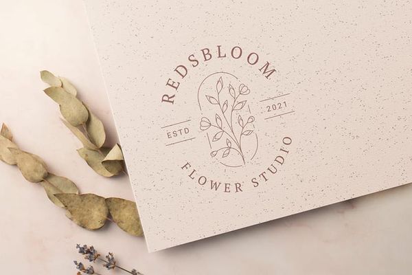 Reds Bloom Flower Studio Paper Logo Mockup