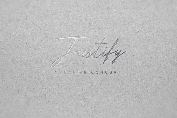 Silver Minimal Justify Paper Logo Mockup