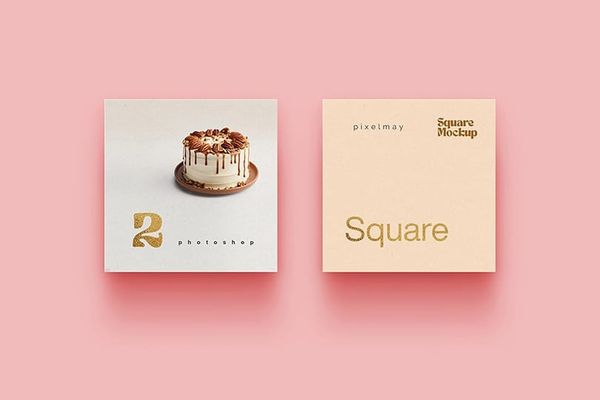 Soft Square Mockup with Realistic Shadow & Tea Rose Color
