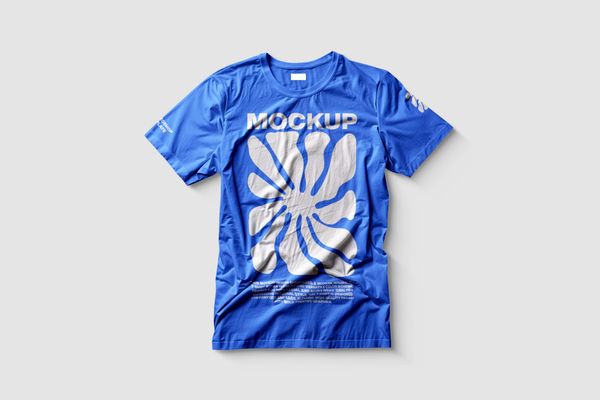 Classic Crew Neck Blue T-shirt Mockup