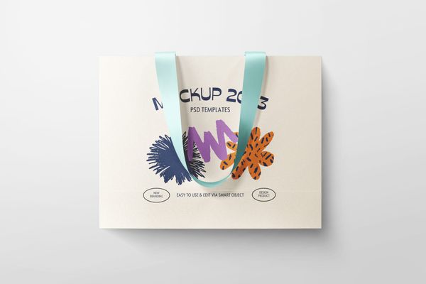 Flat Lay Paper Bag Mockup