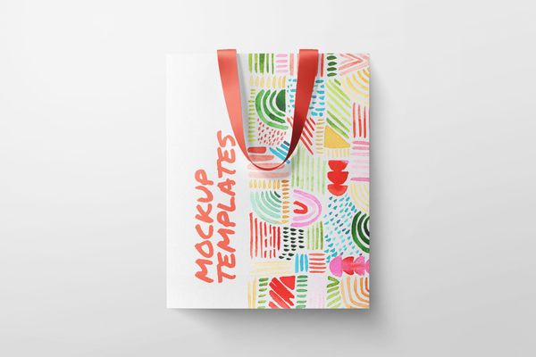 Flat Lay Paper Shop Bag Mockup