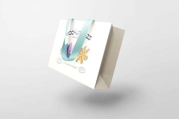 Floating Paper Bag Mockup