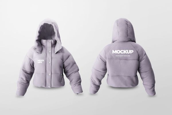 Front and Back Men Puffer Jacket Mockup