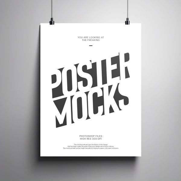 Monochrome Hanging Poster Mockup
