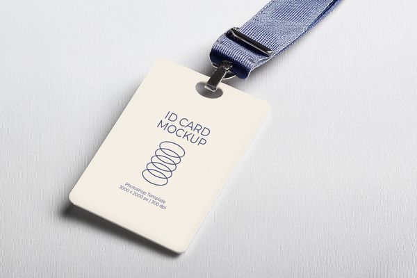 ID Card with Lanyard Mockup