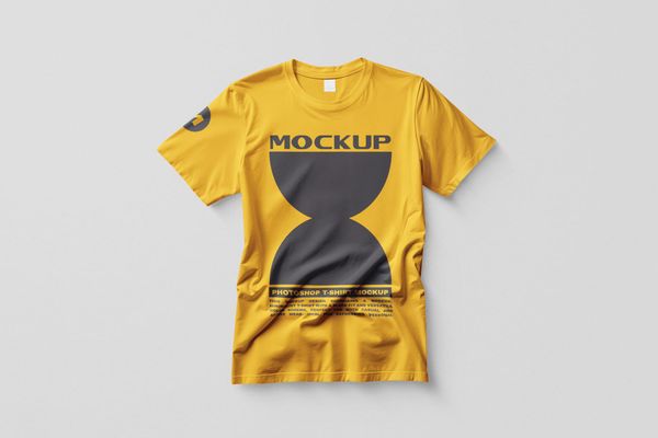 Minimal Crew Neck Yellow T-Shirt Mockup