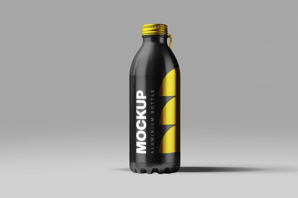 Aluminium Bottle Mockup with Long Shadow