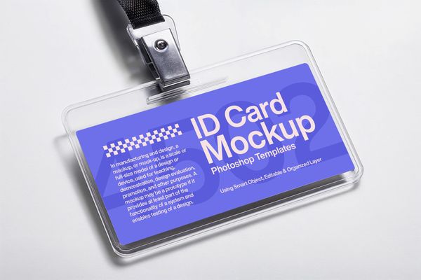 ID Card Mockup with Plastic Cover