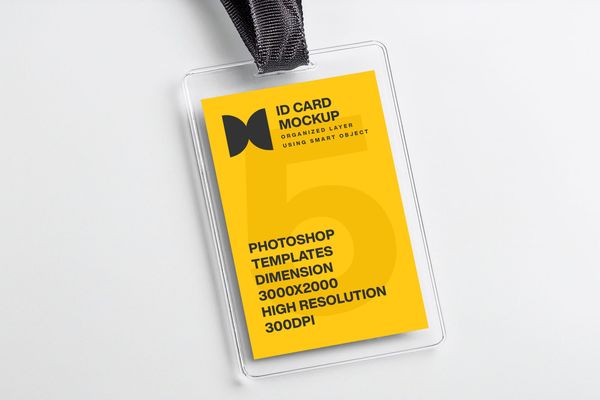 ID Card with Plastic Cover Mockup