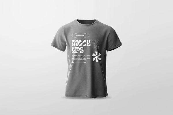 T-Shirt Mockup on Wall Gray Background