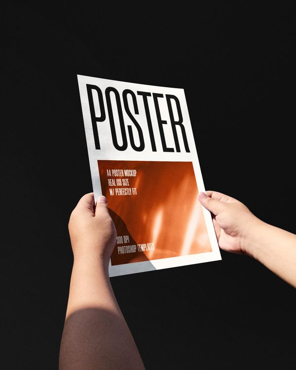 Hands Holding a Modern A4 Poster Mockup