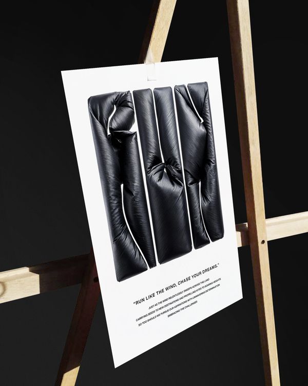 Modern Art Poster Mockup Displayed on a Wooden Stand
