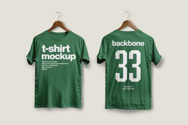 Hanging T-Shirt Mockup Front and View