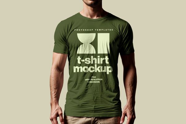 Men T-Shirt Mockup on Dark Color Background