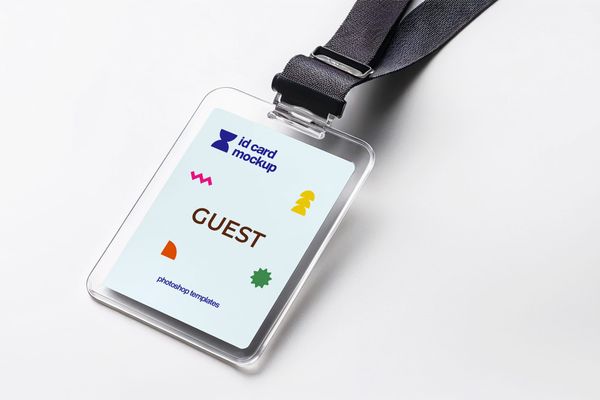 ID Card Mockup with Plastic Wrap