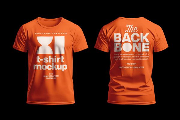 Men Orange T-Shirt Mockup