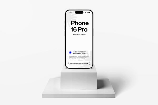 iPhone 16 Pro Mockup on Podium