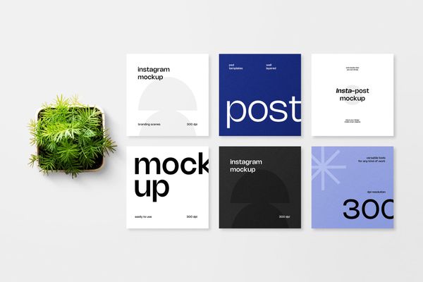 Instagram Post Mockup with Flower Pot