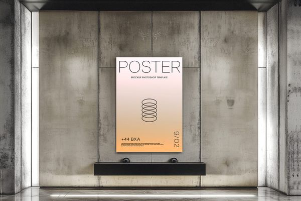 Industrial Style Poster Mockup with Lighting