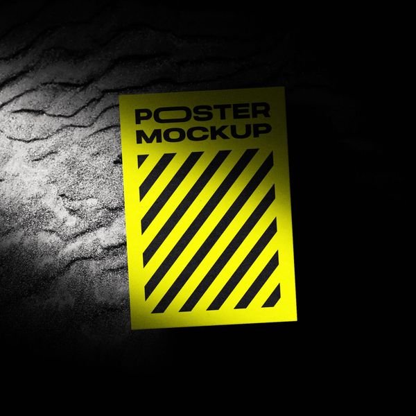 Dark Mood Poster Mockup with Spotlight Effect