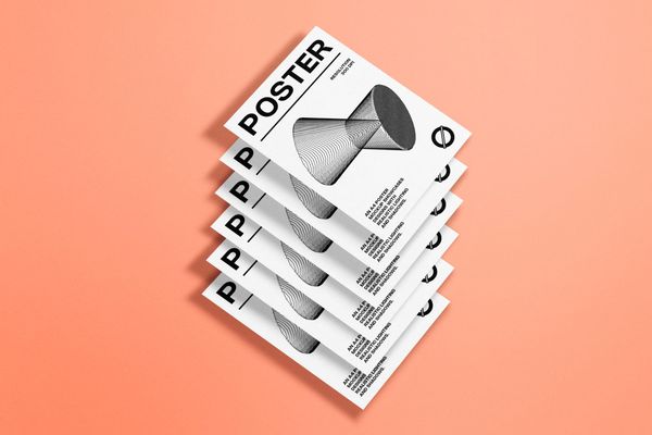 Multiple Angled Posters Mockup with Abstract Design