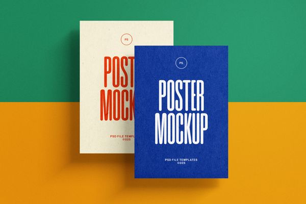 Minimal Poster Mockup Set with Realistic Shadows