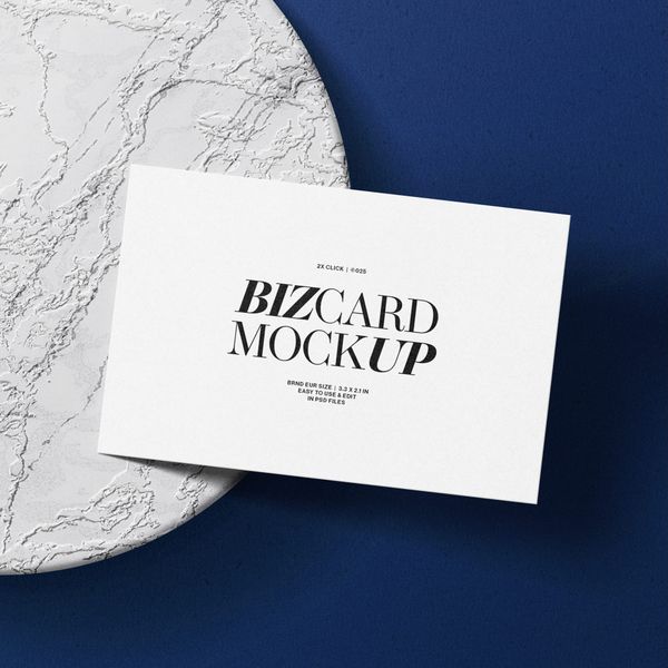 Business Card Mockup on Dark Blue Background
