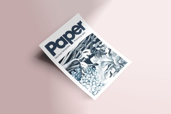 Paper Mockup Lay On Pink Background