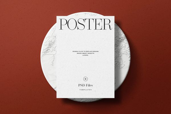 Elegant Poster Mockup on a Textured Round Plate