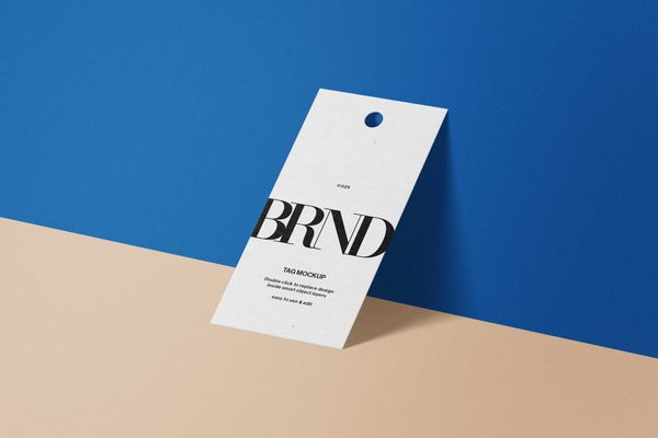 Hangtag Mockup Leaning on a Wall