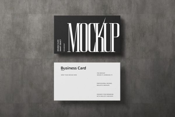 Simple Business Card Mockup On Concrete Wall