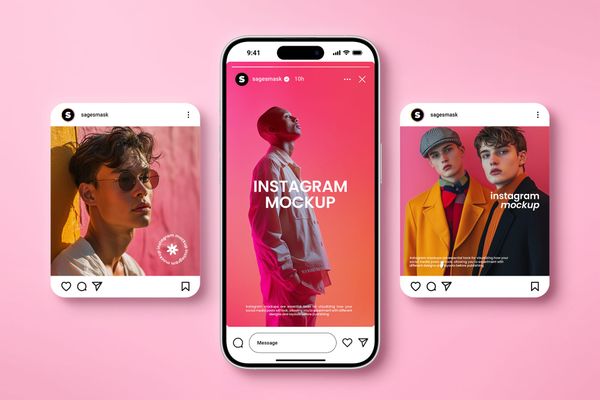 Basic Magenta Gradient Instagram Mockup
