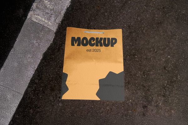 Paper Bag Mockup On Street
