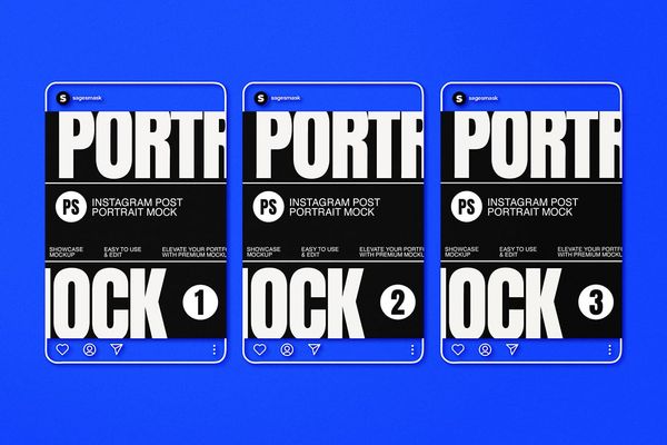 Blue Instagram Post Portrait UI Mockup