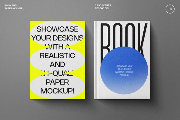 Book and Paper Mockup