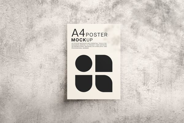 A4 Poster Mockup on Plaster Dirty Wall