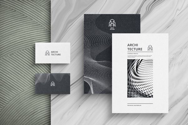 Architecture Stationery Mockup on Marble