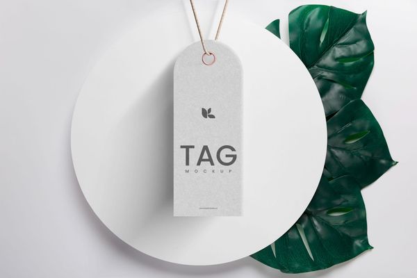 Minimal Brand Tag Mockup on Podium