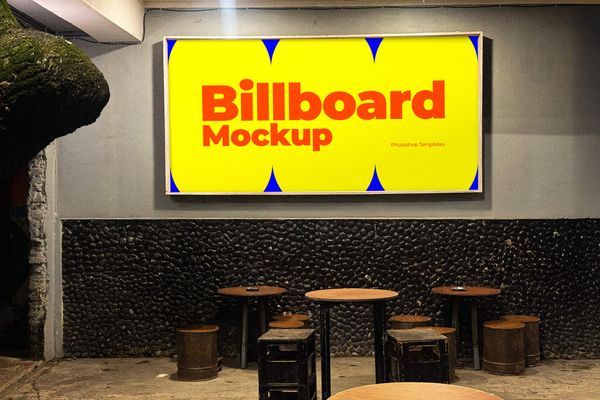 Retro Cafe Billboard Mockup