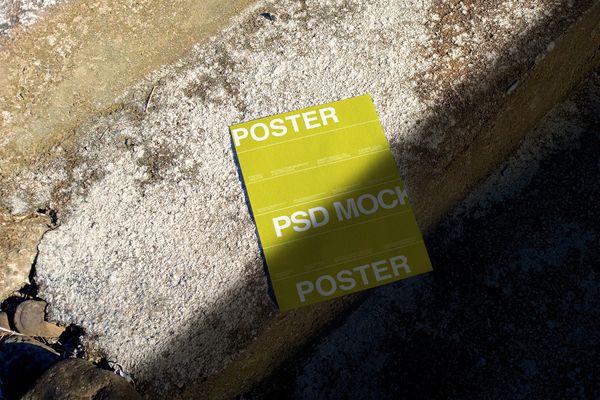 Realistic Concrete Poster Mockup Scene