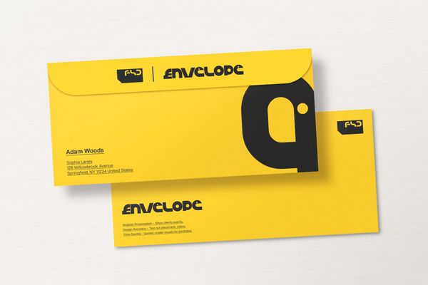 Clean Business Envelope Mockup on White Background