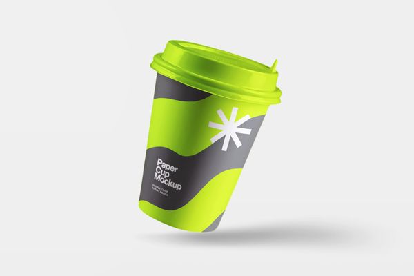 Lime and Ebony Swirl Paper Cup Mockup