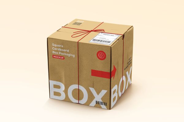Branding Square Cardboard Box Mockup