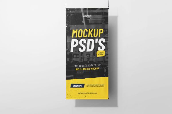 Hanging Banner Flag Mockup