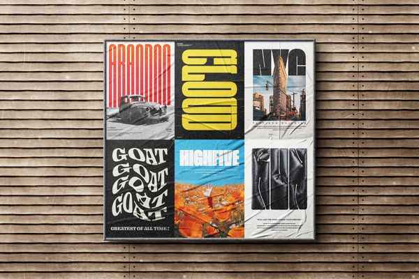 Glued Billboard Poster Mockup
