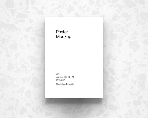 ISO Poster Mockup on White Marble Background