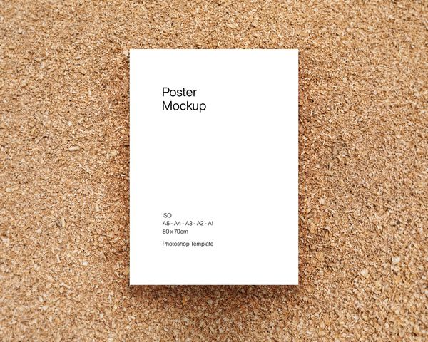 ISO Poster Mockup on Wood Chips Background