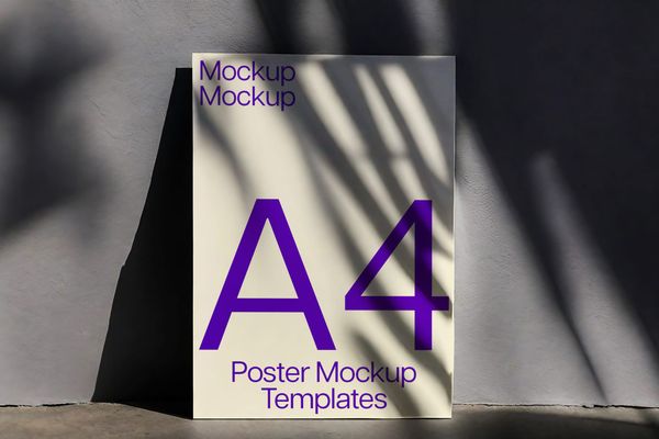 Realistic A4 Poster Mockup Photography Scene